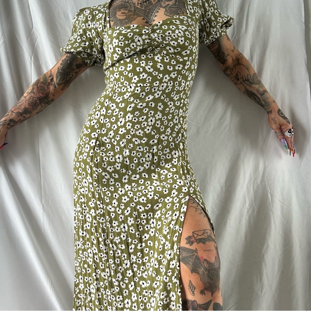 Rue stiic made to order floral green dress